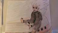 drawing giantess white_hair color long_hair barefoot train ginormica