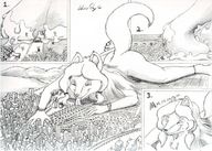 drawing giantess vore furry mega monochrome destruction licking lying_down mrhappy1987 mass_vore