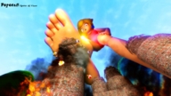 giantess crush blonde long_hair destruction barefoot princess_peach digital_render toads