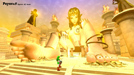 giantess destruction barefoot sitting fire nintendo video_games temple triforce poposan digital_render the_legend_of_zelda link_(the_legend_of_zelda) princess_zelda_(the_legend_of_zelda)