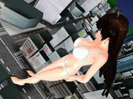 giantess long_hair swimsuit cat_ears brunette looking_down digital_render slip_ons kasuko-san