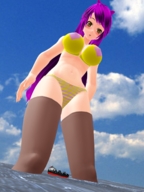 giantess blushing ocean underwear ship looking_down outdoors digital_render kasuko-san