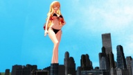 giantess city mega blonde long_hair swimsuit digital_render kingklon