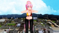 giantess city long_hair pink_hair outdoors digital_render tight_pants