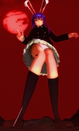 touhou purple_hair red_eyes reisen_udongein_inaba looking_down bunny_girl mega_giantess lasers digital_render permayuyuko