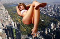 giantess collage feet city mega destruction barefoot bra brunette lying_down new_york_city fyerk central_park