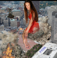 giantess collage feet city mega long_hair destruction barefoot helicopter brunette looking_at_viewer fyerk