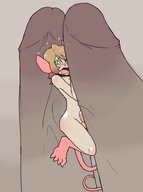 drawing micro nude furry blushing anthro blonde color penis green_eyes mouse_boy trapped_between_penises momorodent