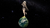 giantess long_hair destruction planet barefoot brunette digital_render cosmic_giantess