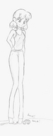 drawing giantess white_hair monochrome barefoot short_hair vehicles gigantica edwina