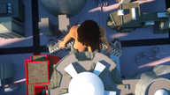 giantess city large_breasts long_hair cleavage brunette digital_render fater