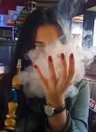 black_hair long_hair handheld shrunken_men shrunken_man smoke blowing_smoke hookah smokinggiantess