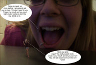 collage blonde teeth high_heels glasses shrunken_woman open_mouth captions jenni_czech lip_ring imminent_vore gullet76