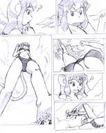 drawing giantess crush tail monochrome swimsuit destruction cleavage foot_crush airplane walking clouds pencil_drawing point_of_view mouse_girl hank88