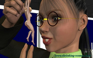 nude blonde black_hair handheld barefoot glasses shrunken_woman ilayhu between_fingers digital_render