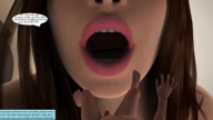 handheld brunette story shrunken_men shrunken_man open_mouth between_fingers point_of_view imminent_vore digital_render jamesmason0