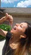 collage swimsuit brunette open_mouth between_fingers imminent_vore lilleoproductions gullet76