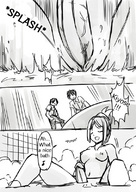 breasts drawing nipples nude manga comic monochrome futanari penis bath anime seo_tatsuya shrunken_men sitting navel belly open_mouth thighs on_penis