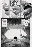 drawing nude comic monochrome saliva shrunken_men shrunken_man inside_mouth preview dialogue on_tongue