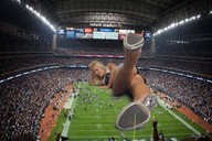 giantess collage blonde high_heels smiling stadium lying_down legs jr grass field crowds jenni_czech sports_stadium