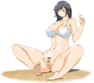 breasts drawing gentle giantess pussy large_breasts cleavage oral shrunken_men shrunken_man oral_sex bikuta looking_at_tiny
