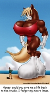 breasts drawing giantess furry tail color beach cleavage huge_breasts gideon horse suit hooves