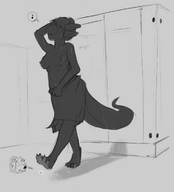 breasts drawing micro furry dragoness tail anthro monochrome shower unaware towel perenthis kerneldecoy
