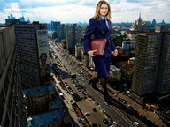 giantess collage city traffic buildings wonderslug uniform walking foot_print streets clouds sky looking_at_viewer vehicle_crush rooftop_view natalia_poklonskaya