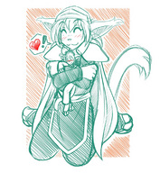drawing gentle furry tail size_difference monochrome anime smiling hugging twokinds