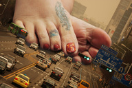 collage city mega toes barefoot traffic buildings bbw streets pedicure mick_78 tattoo giantess_feet