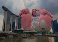 collage mega blonde barefoot buildings soles smiling sitting bbw sky mick_78 looking_at_viewer waterfront
