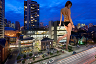 giantess collage mega butt handheld buildings walking streets dangle vehicles clouds night city_lights pacmanri