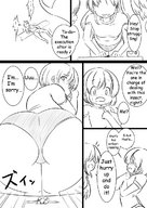 drawing crush monochrome butt_crush kanahebi shrunken_men shrunken_man tape dialogue execution taped_down imminent_crush