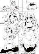 drawing giantess landscape giga city comic monochrome large_breasts long_hair cleavage english toka