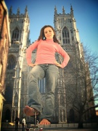 giantess collage barefoot buildings jeans brunette low_angle giantess_katelyn looking_down raised_foot imminent_crush georgedean