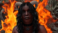 giantess horns slave fire demoness captured looking_at_viewer enslavement drcreep digital_render imprisonment