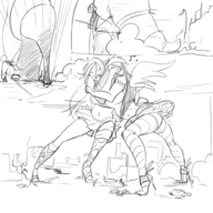 drawing giantess city upskirt monochrome destruction high_heels unknown_artist navel foot_crush belly giantesses thighs crowds vehicle_crush source_needed catfight miniskirt panty_and_stocking_with_garterbelt jura
