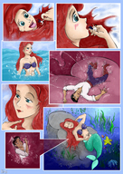 drawing vore color long_hair handheld saliva mermaid red_hair shrunken_men shrunken_man open_mouth inside_mouth swallowed inside_view ariel the_little_mermaid on_tongue