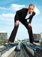 collage city blonde high_heels buildings unknown_artist subway looking_down streets vehicles clouds sky business_suit tram lana_pavlova