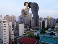 giantess collage city destruction buildings brunette sky looking_at_viewer giulio_10