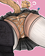 drawing giantess panties upskirt blonde color entrapment pleated_skirt freckles plaid panty_entrapment dog_girl plaid_skirt mspaintgts