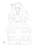 drawing giantess monochrome buildings outgrowing_building vivian_james