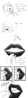 drawing blushing monochrome handheld story shrunken_men kissing shrunken_man lipstick dialogue thaddeusmcboosh