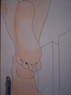 drawing small_man toes barefoot unknown_artist point_of_view giantess_feet