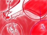 drawing micro feet monochrome toes shrunken_woman red_nails nail_polish makeup homestuck polishing looking_at_tiny meenah_peixes twisted_persona damara_megido