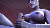 breasts nude masturbation alien futanari penis handheld domination red_hair handjob blue_skin animation shrunken_woman digital_render mass_effect asari femshep