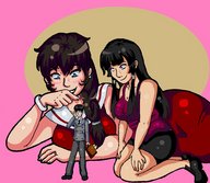 drawing giantess blushing size_difference color multiple_giantesses multiple_sizes lying_down kneeling looking_down giantesses business_man zgriffen1