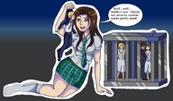 drawing size_difference color brunette socks tie shrunken_people cage dangle miniskirt zgriffen1 the_purge