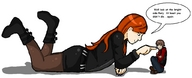 drawing giantess color long_hair small_men skirt story red_hair lying_down mini_giantess boots amazon nylons teasing jacket amy_pond doctor_who pointing_at_victim looking_at_tiny zgriffen1 rory_williams