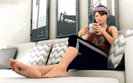 crush barefoot blood sitting foot_crush unaware stain shrunken_person sofa stuck_to_foot sorenzer0 digital_render